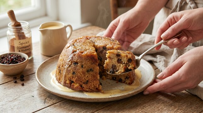 Goody (Welsh Bread Pudding) &ndash; Traditional Steamed Suet Bread Pudding with Currants