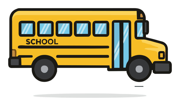 School bus side view flat vector clipart. Generative AI