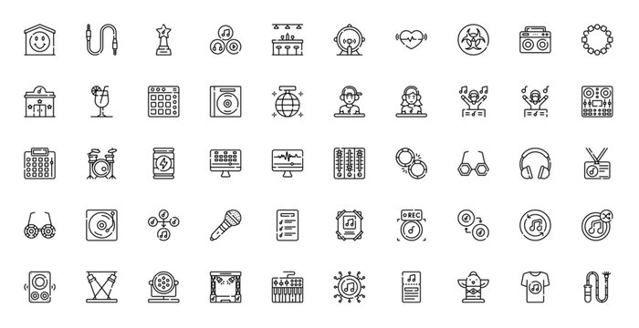 EDM Electronic Dance Music DJ Party Icon Set