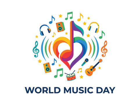 Creative Musical Note Transforming Into Red Heart Shape Vector Illustration