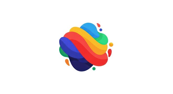 Twisted colorful fluid shapes in a spiral composition