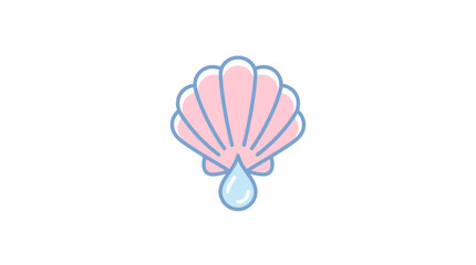 Pink Seashell with Water Droplet Icon © Anisah