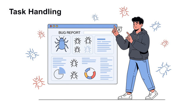 Software Developer Analyzing Bug Report and Debugging Code