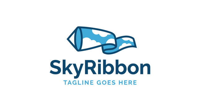 Blue ribbon logo emblem featuring a stylized ribbon design