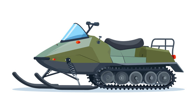 Military style snowmobile for winter transportation and off-road adventures.