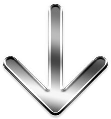 Glossy chrome silver arrow down metallic 3D icon © titileedzs