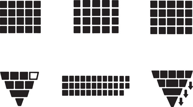 Grid of squares and funnel diagrams