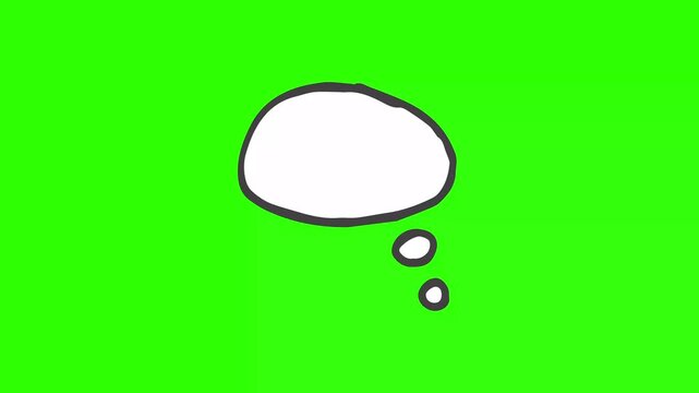 Handwritten style animated speech bubble icon, hand drawn bubble cloud on transparent background