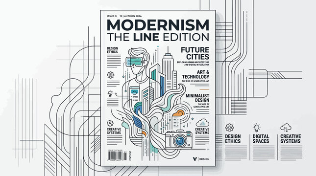 Modernism Magazine Cover: Future Cities, Technology, and Design Concepts