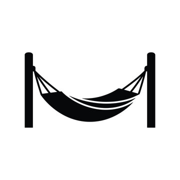 Garden hammock silhouette icon for outdoor relaxation and leisure furniture
