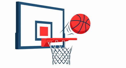 Basketball hoop with ball going through net, sports illustration © Tanir