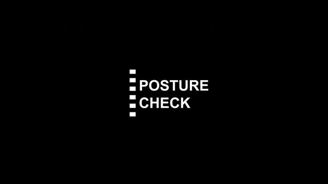 Animated Posture Check Reminder Text. Straightening Spine Line Art Motion Graphic Loop on Alpha Channel.