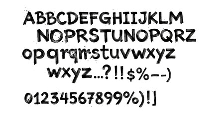 Fototapeta premium Handwritten Alphabet and Numbers Font Design.