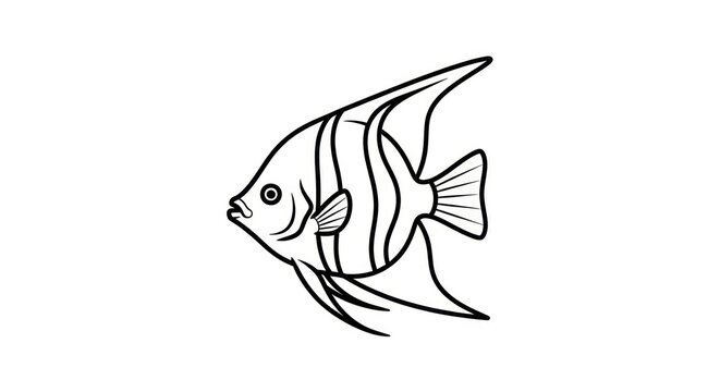Simple angelfish line art drawing isolated on white