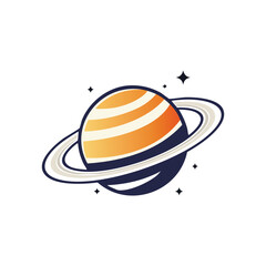 logo design of the planet Saturn with its ring system. © adobe