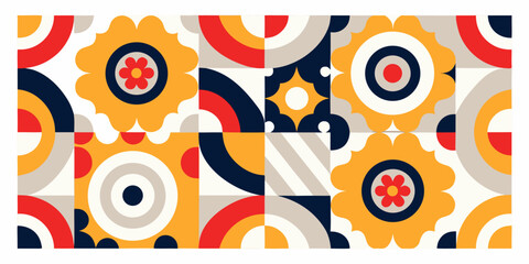 Fototapeta premium abstract floral pattern with concentric circles repeating design