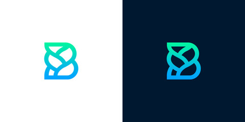 Dynamic abstract letter B logo design showcasing intertwined organic forms and a vibrant gradient, symbolizing growth, connection, and modern innovation for a compelling brand identity © anello