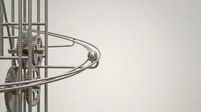 Unique metal structure featuring a clock integrating artistic design with functional timekeeping elements