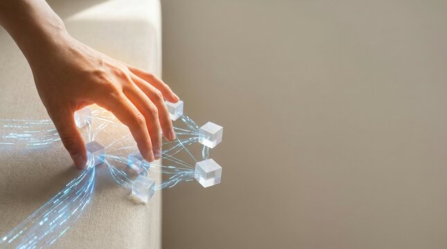 Person's hand touching a glowing lightbulb symbolizing innovative ideas and creativity in workflow reshaping context
