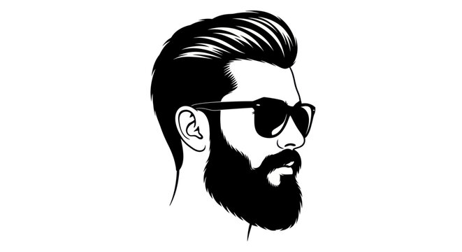 Stylish Bearded Man with Sunglasses Silhouette
