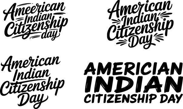 American Indian Citizenship Day typography collection featuring multiple lettering styles including script, bold, and handwritten fonts, perfect for cultural awareness posters, banners