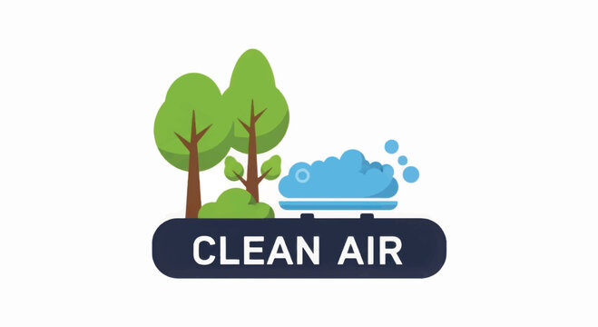 Clean Air Icon with Trees and Cloud.