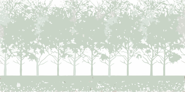 Row of trees in elevation muted green vector illustration