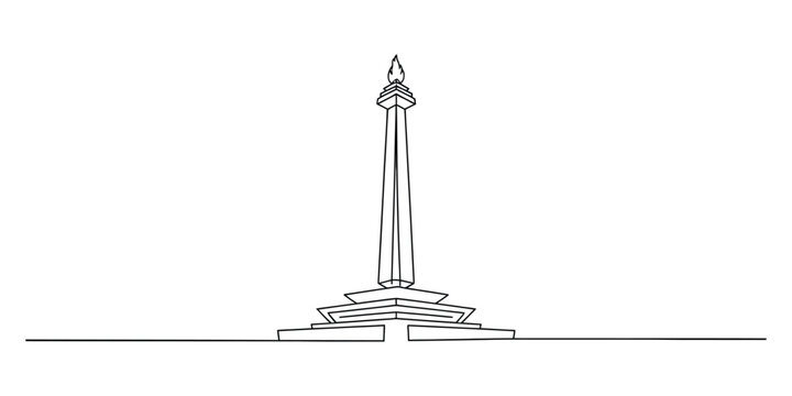 National Monument Monas Jakarta Indonesia continuous line drawing
