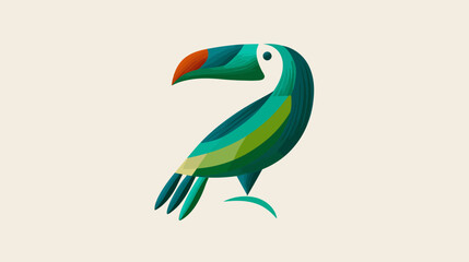 Fototapeta premium Stylized Toucan Illustration with Vibrant Geometric Shapes. Modern Colorful Tropical Bird Icon Design