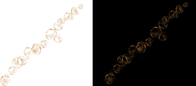 Golden champagne bubbles on white and black background, elegant carbonated liquid spheres, luxury sparkling drink effervescence for celebration