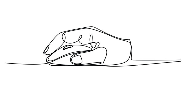 Continuous single line drawing of a hand using a computer mouse