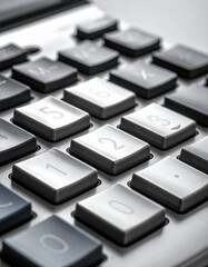 A close-up shot of a computer keyboard with a calculator keypad reveals a modern business technology object where each button and enter key serves as an essential office tool for communication