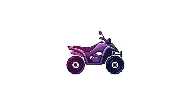Purple ATV Vehicle Side View.