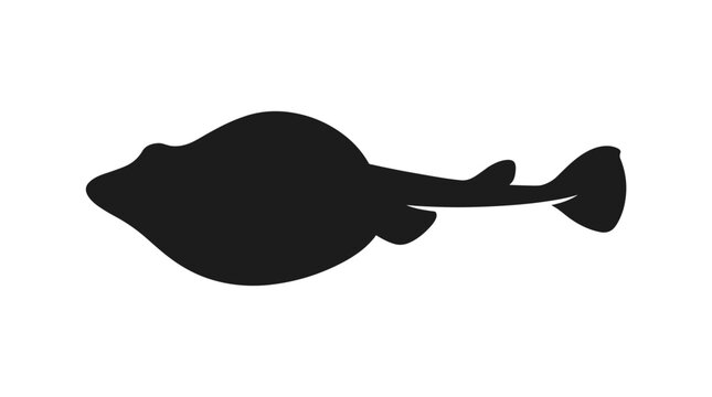 Silhouette of a flatfish on a white background.