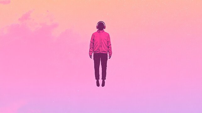 空を飛びながら音楽を楽しむ幻想的な映像
