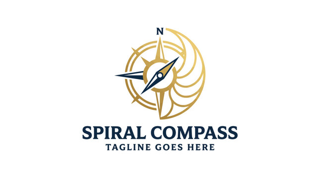 Spiral compass logo emblem designed as the focal subject only