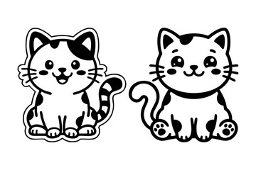 Fototapeta premium Cute Kawaii Cat Cartoon Vector & Adorable Kitty Character Illustration