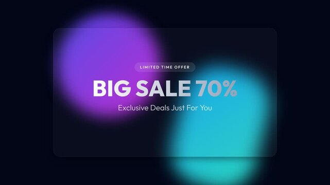 Big Sale 70 Percent Discount Glassmorphism Animated Promotion Banner