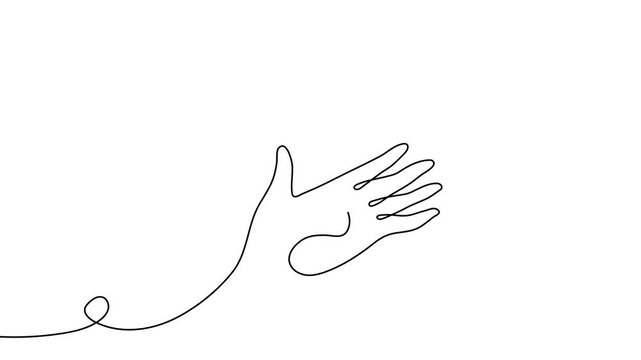 Continuous one line hand heart care health love art support volunteer. Hand heart draw life human charity icon hope donation linear family vector medicine cardiogram gift stroke emotion simple drawing