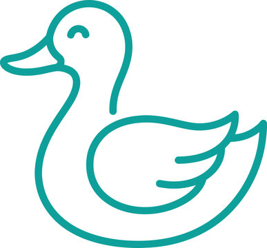 Simple line drawing of a smiling duck on white background