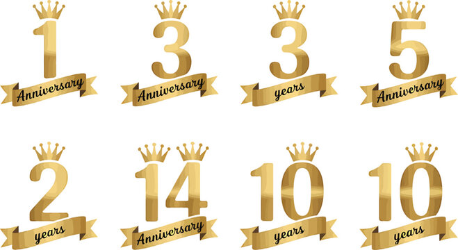 Golden Anniversary Years Numbers with Crowns