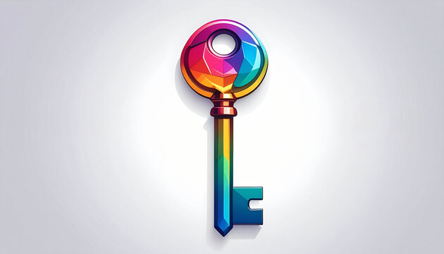 Colorful key illustration on white background