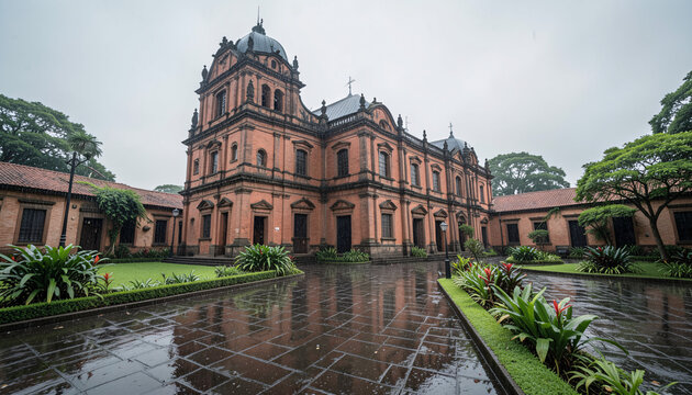 Philippine heritage architecture, historic churches, brick ruins, plazas, and river bridges.
