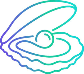 Simple colorful gradient illustration of an open oyster shell with pearl © Md Imran