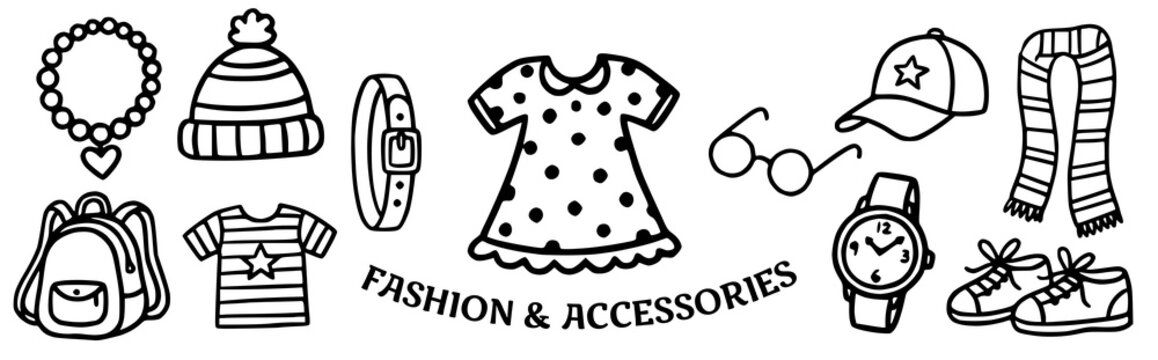Fashion and accessories Doodle Vector Illustration