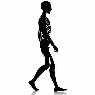 skeleton walking icon silhouette illustration for halloween and anatomy design