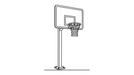 Naklejka premium Basketball Hoop and Backboard Line Art Illustration