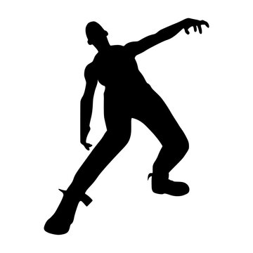 Walking zombie monster silhouette. Spooky and scary character. Isolated on white background.