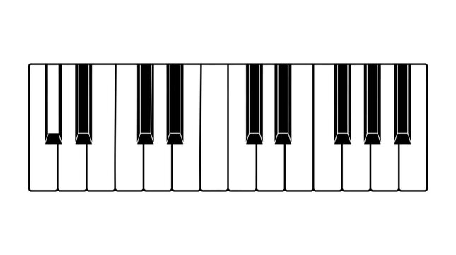 Black and White Piano Keyboard Keys Close-up, Musical Instrument