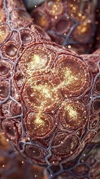 Hyperthyroidism impacts thyroid gland and cells by altering hormone production in detailed medical illustration showing cellular anatomy biology endocrine gland hormone release and activity